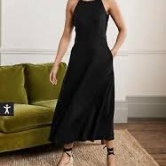 Boden Halterneck Linen Midi Dress, Black Size 14 - New, no tags - Picture 3 of 9